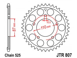 Звезда задняя JTR807.49 для Suzuki GSX 400 / RF 400 